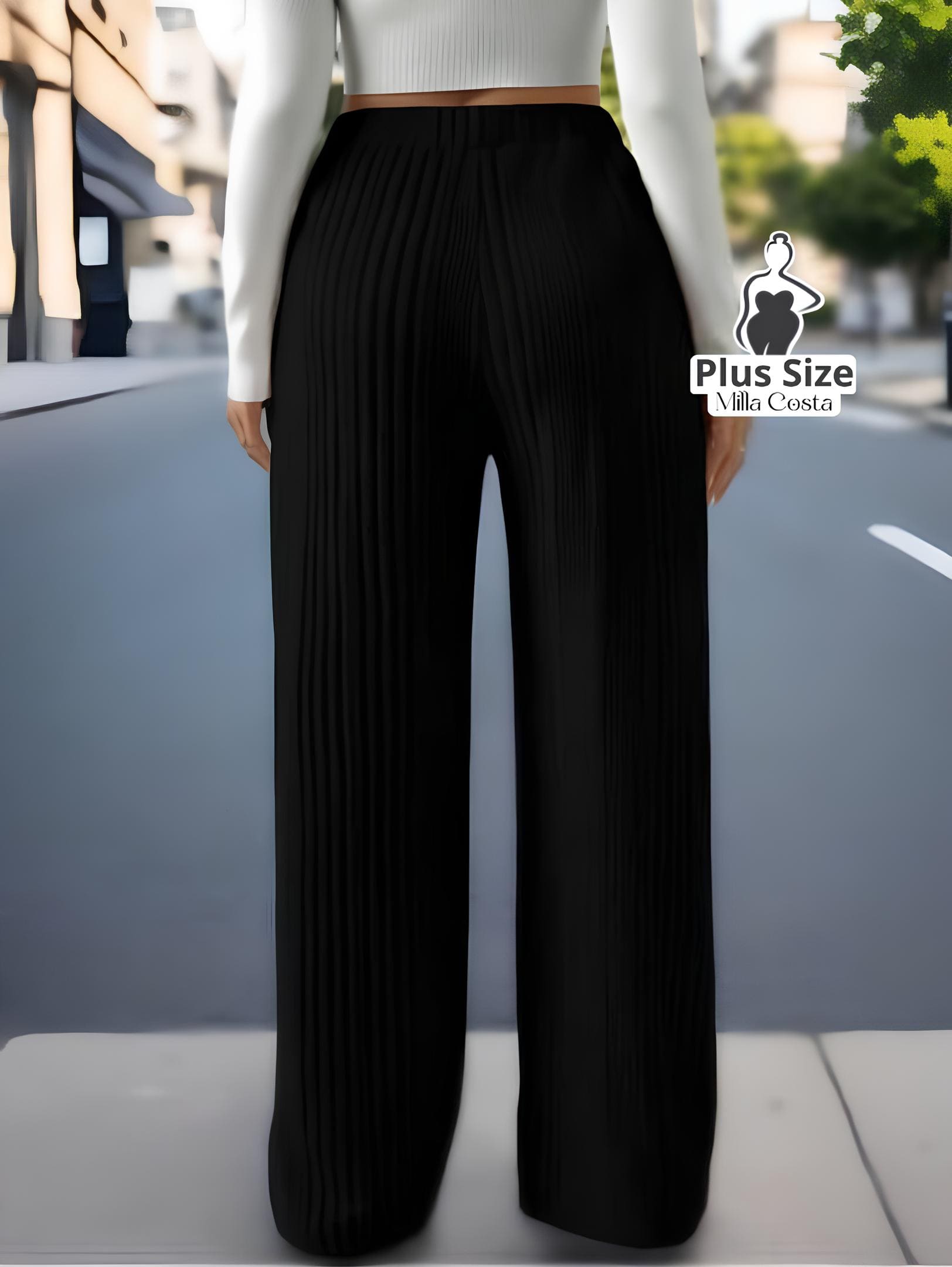 Calça Canelada Pantalona Confortável Plus Size