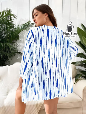 Conjunto De Biquíni Com Saída De Praia Estampada Plus Size