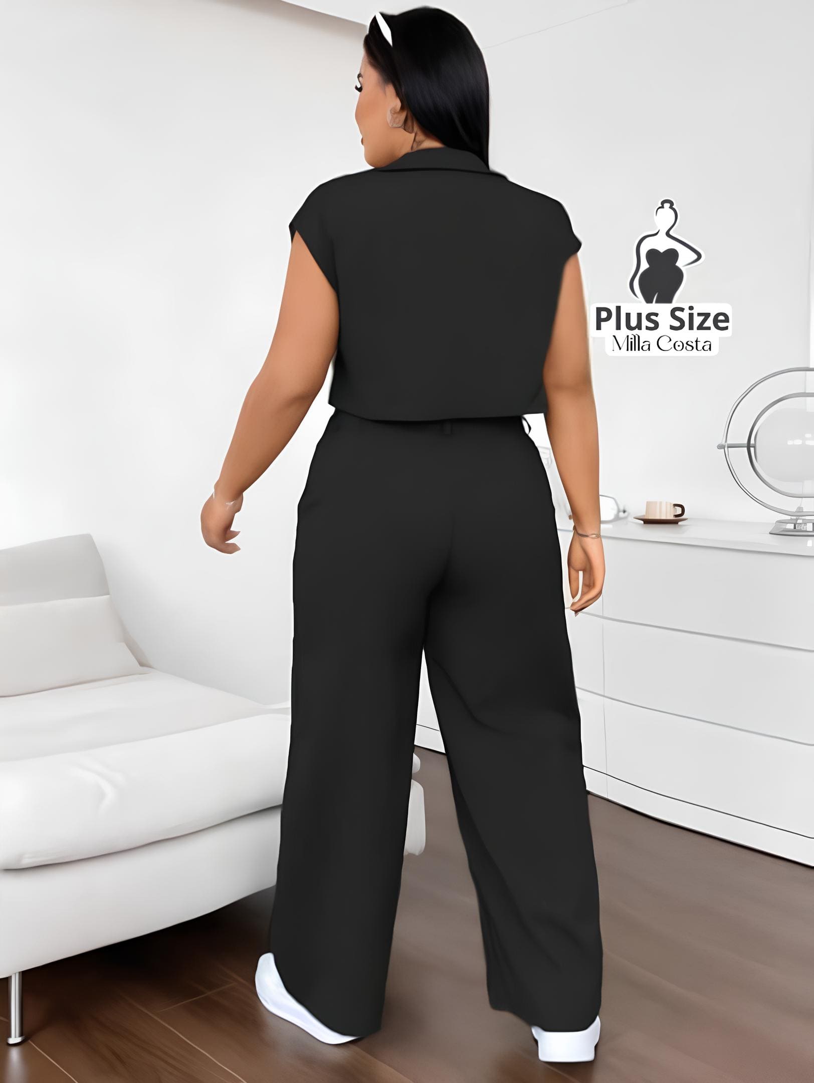 Conjunto Com Colete e Calça Pantalona Plus Size