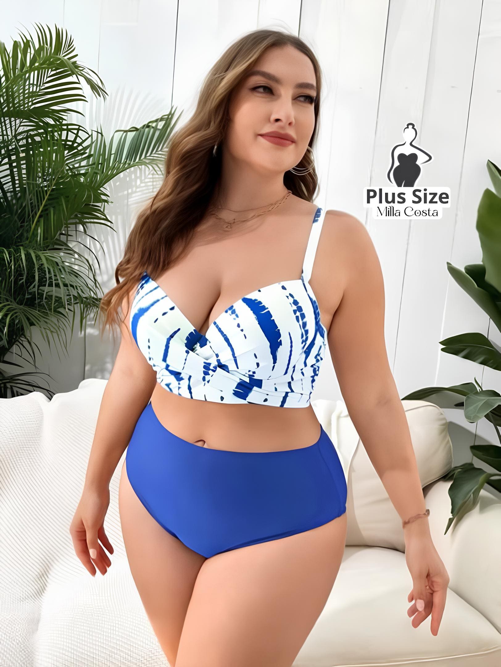 Conjunto De Biquíni Com Saída De Praia Estampada Plus Size