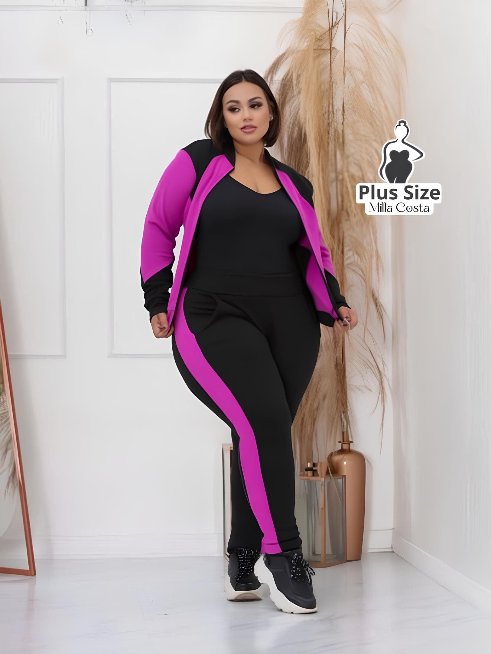 Conjunto Esportivo Com Zíper E Detalhes Modernos Plus Size