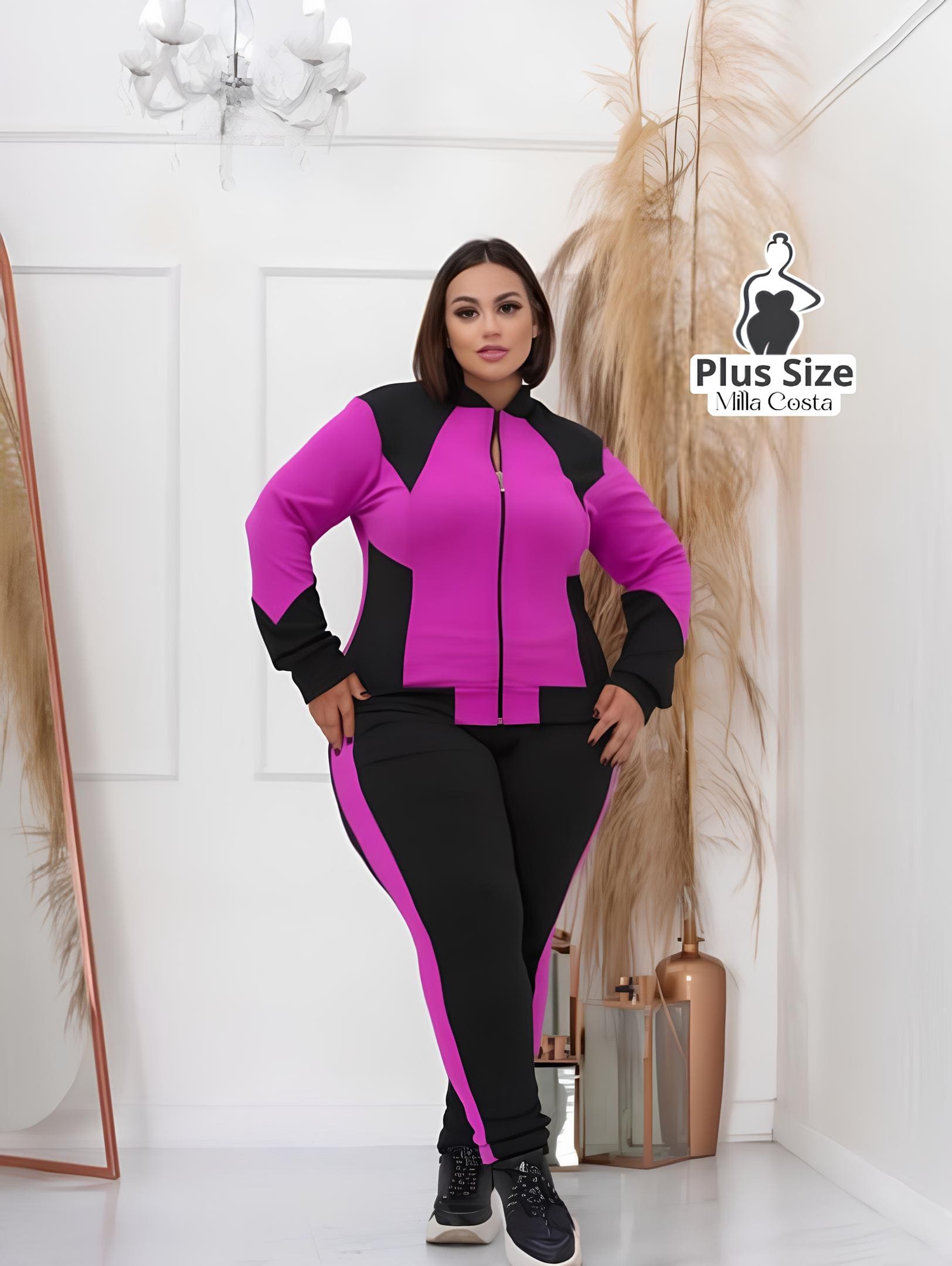 Conjunto Esportivo Com Zíper E Detalhes Modernos Plus Size