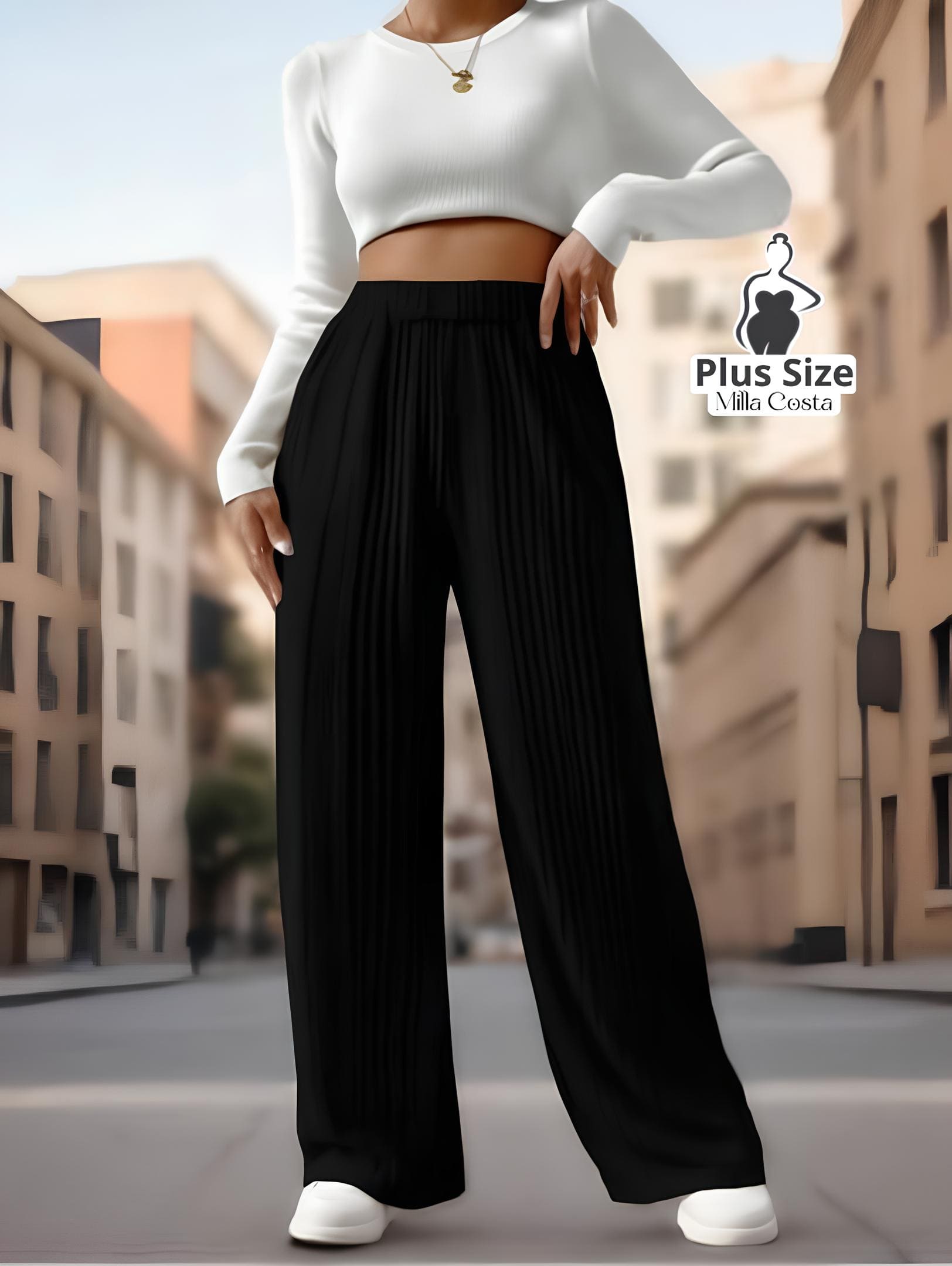 Calça Canelada Pantalona Confortável Plus Size