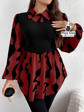 Blusa De Manga Longa Com Design Estiloso Plus Size