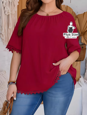 Blusa Com Barra Trabalhada Em Detalhe Plus Size