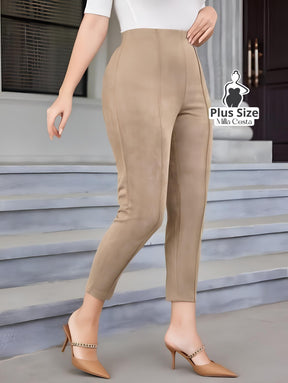 Calça De Cintura Alta Elegante Plus Size