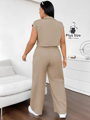 Conjunto Com Colete e Calça Pantalona Plus Size