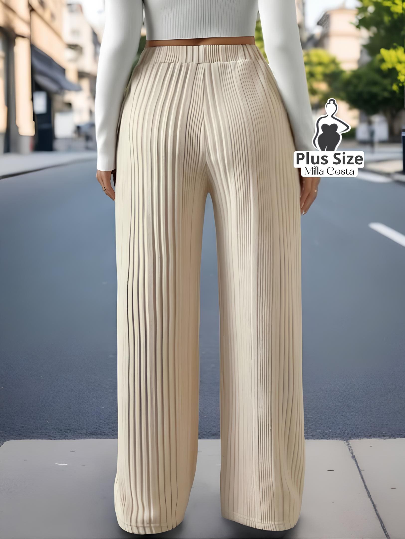 Calça Canelada Pantalona Confortável Plus Size