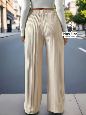 Calça Canelada Pantalona Confortável Plus Size