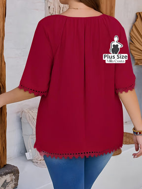 Blusa Com Barra Trabalhada Em Detalhe Plus Size