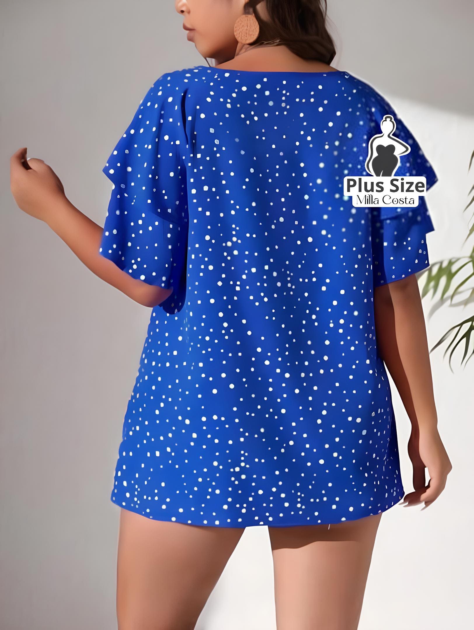 Blusa de Babados Com Estampa de Poás Plus Size