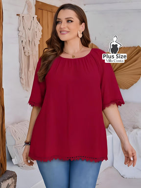 Blusa Com Barra Trabalhada Em Detalhe Plus Size