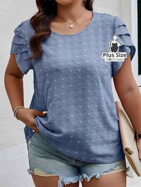 Blusa Com Detalhe Franzido Nas Mangas e Textura Delicada Plus Size