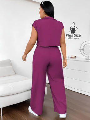 Conjunto Com Colete e Calça Pantalona Plus Size