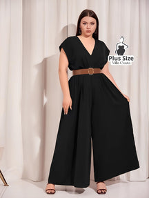 Macacão De Corte Elegante Com Decote V Plus Size