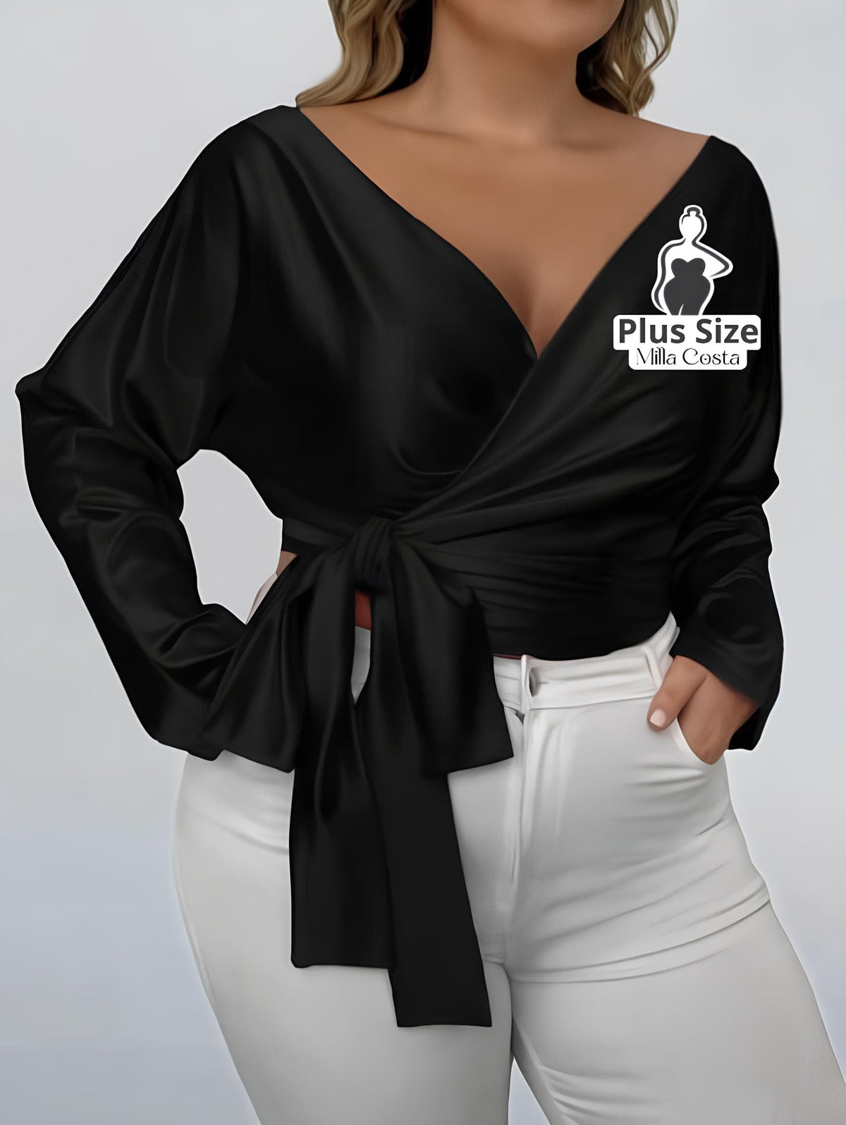 Blusa Transpassada Com Laço Lateral Plus Size