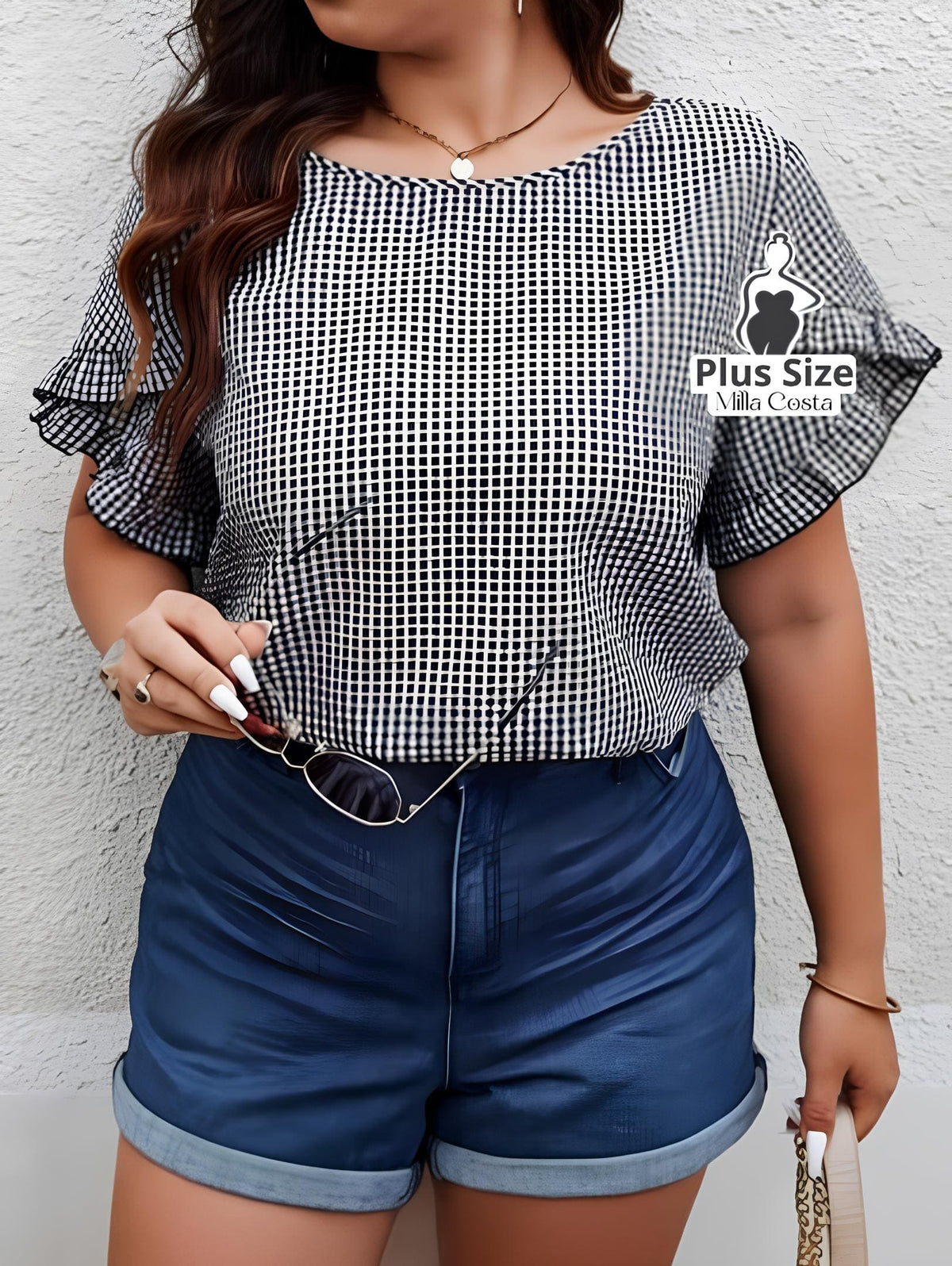 Blusa Feminina Com Babados Nas Mangas Plus Size