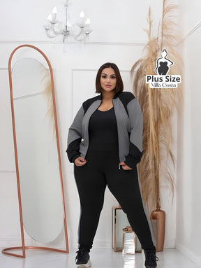 Conjunto Esportivo Com Zíper E Detalhes Modernos Plus Size