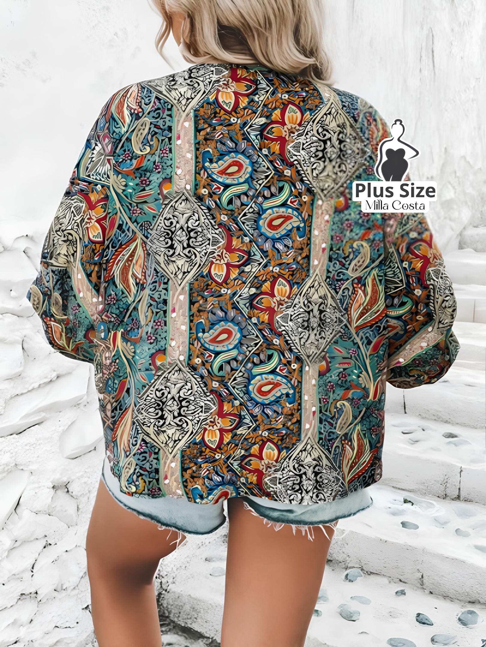 Blusa Estampada Boho Com Amarração Plus Size