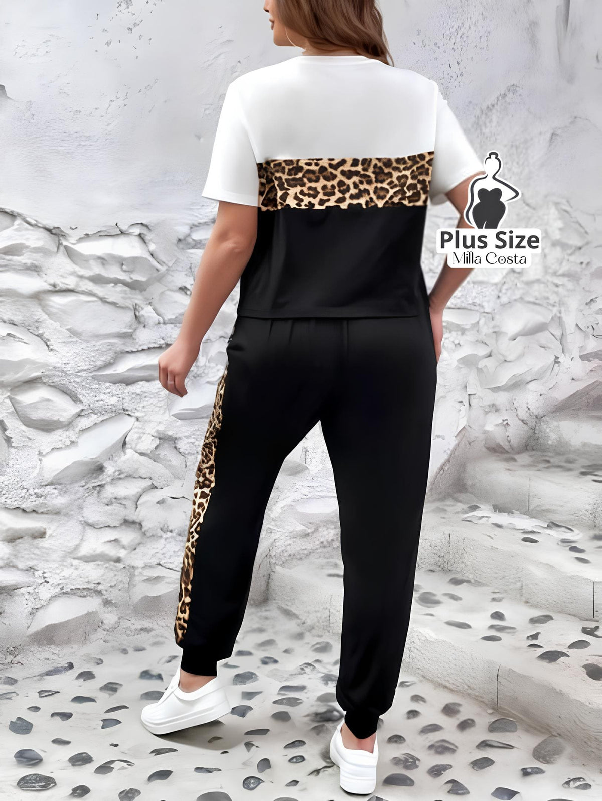 Conjunto Esportivo Com Detalhes Animal Print Plus Size