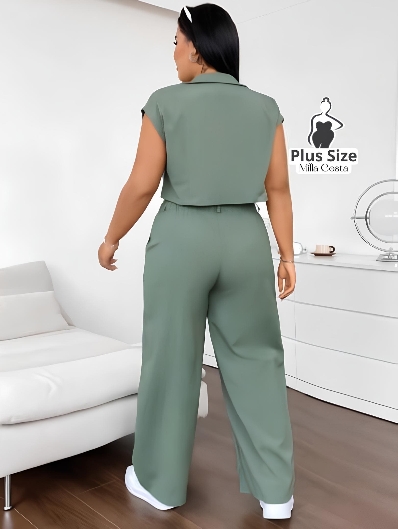 Conjunto Com Colete e Calça Pantalona Plus Size