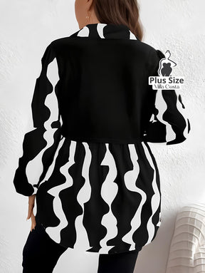 Blusa De Manga Longa Com Design Estiloso Plus Size