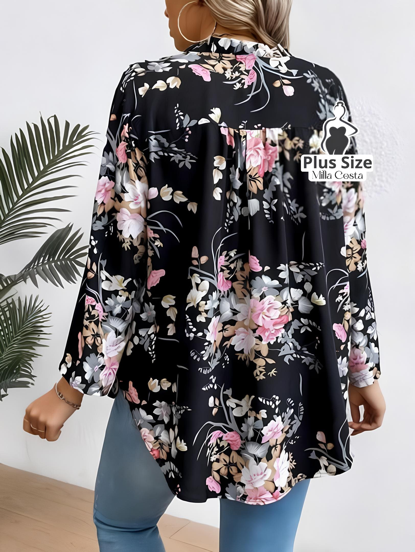 Blusa Floral Com Design Elegante Plus Size