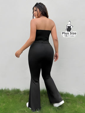 Conjunto Tomara Que Caia com Calça Flare Plus Size