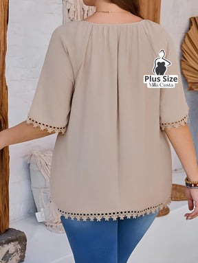 Blusa Com Barra Trabalhada Em Detalhe Plus Size