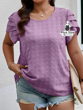 Blusa Com Detalhe Franzido Nas Mangas e Textura Delicada Plus Size