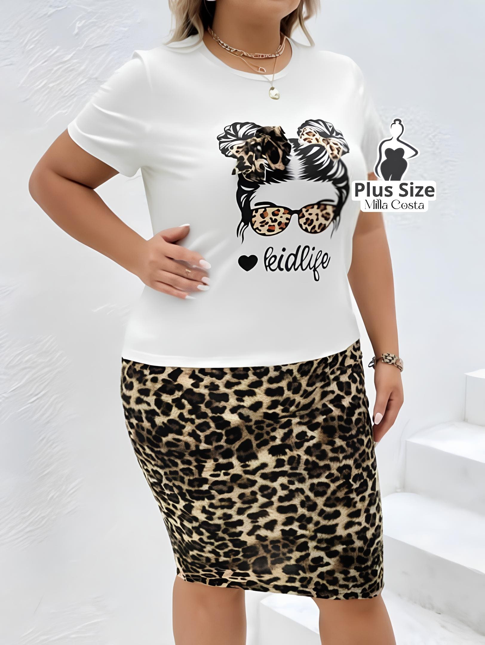 Conjunto Fashion Leopardo Estiloso Plus Size