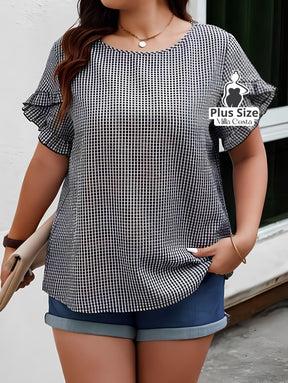 Blusa Feminina Com Babados Nas Mangas Plus Size