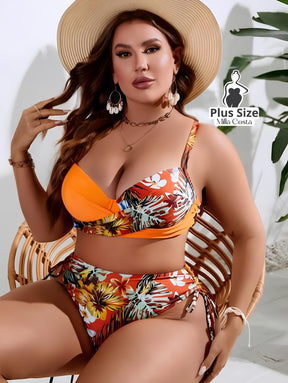 Biquíni Estampado Com Detalhes Tropical Plus Size