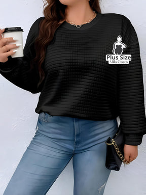 Blusa de Manga Longa Com Textura Acolchoada Plus Size