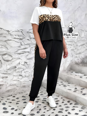 Conjunto Esportivo Com Detalhes Animal Print Plus Size