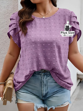 Blusa Com Detalhe Franzido Nas Mangas e Textura Delicada Plus Size