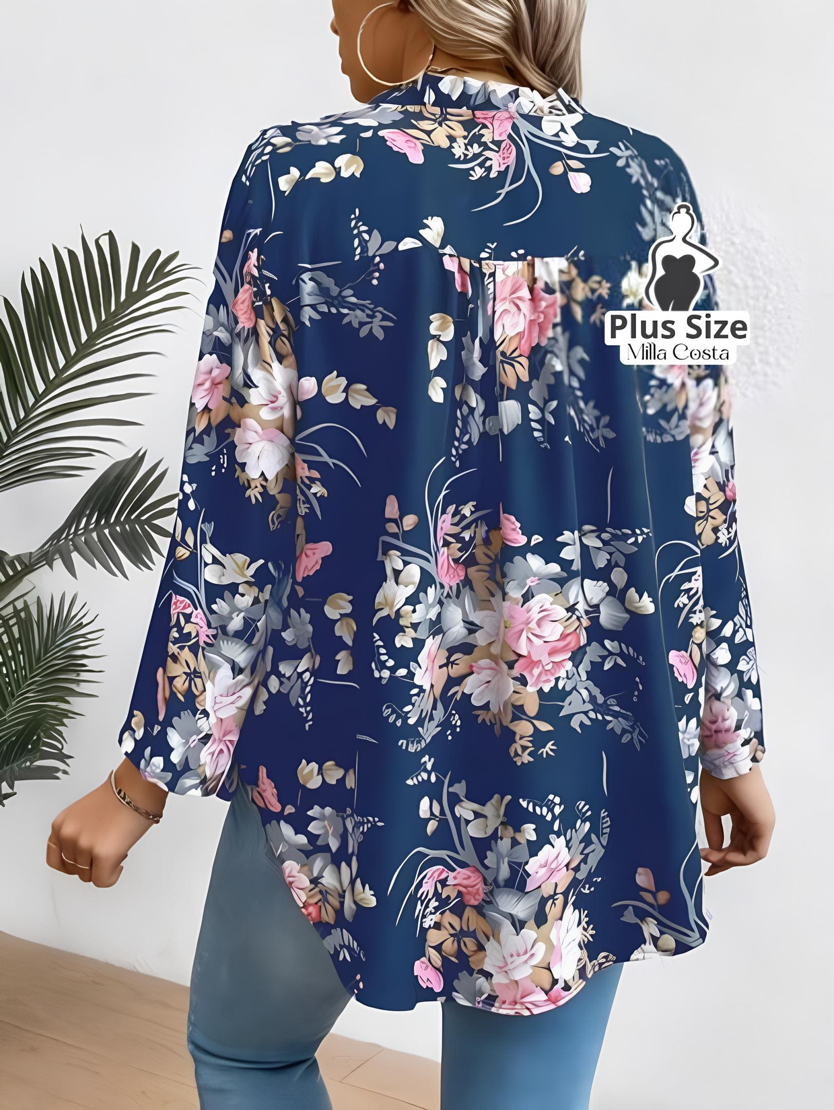 Blusa Floral Com Design Elegante Plus Size