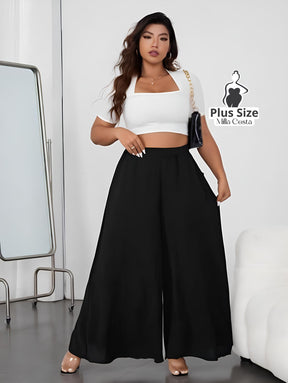 Calça Pantalona Preta Elegante Plus Size