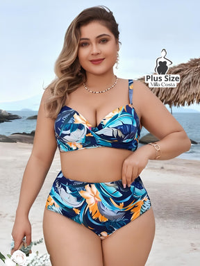 Biquíni Estampado Com Detalhes Tropical Plus Size