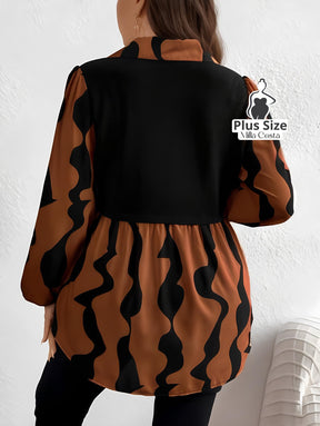 Blusa De Manga Longa Com Design Estiloso Plus Size