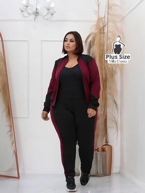 Conjunto Esportivo Com Zíper E Detalhes Modernos Plus Size