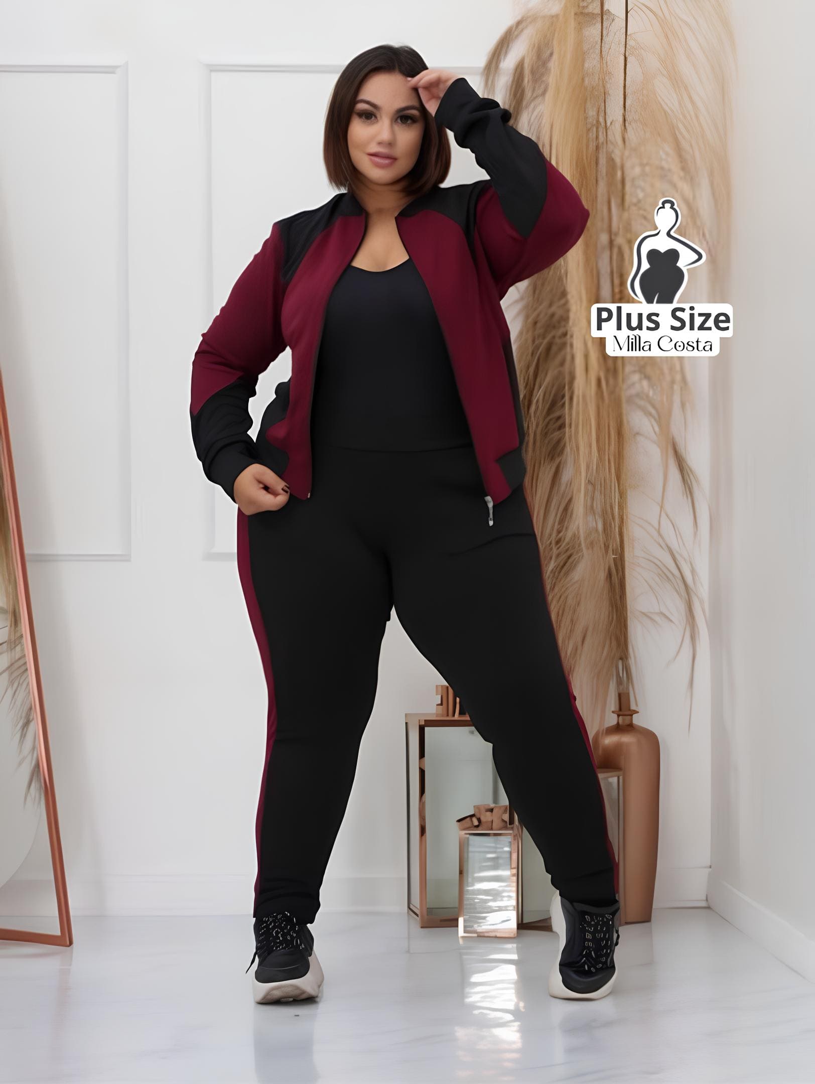 Conjunto Esportivo Com Zíper E Detalhes Modernos Plus Size