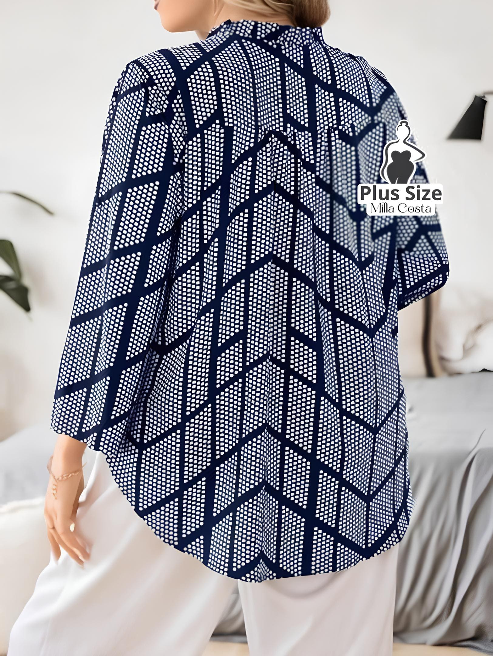 Blusa Elegante Estampada Com Detalhes Modernos Plus Size