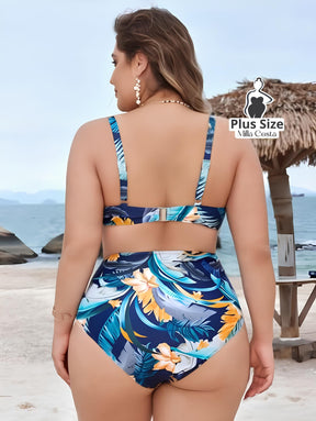 Biquíni Estampado Com Detalhes Tropical Plus Size