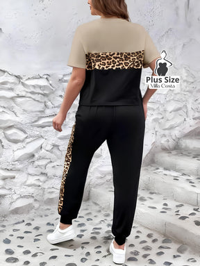 Conjunto Esportivo Com Detalhes Animal Print Plus Size