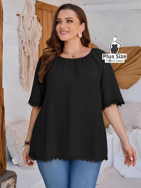 Blusa Com Barra Trabalhada Em Detalhe Plus Size