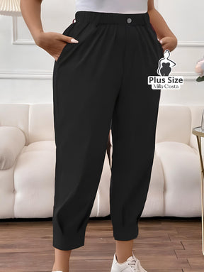 Calça Cintura Alta com Detalhe Moderno Plus Size