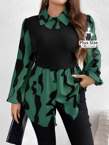 Blusa De Manga Longa Com Design Estiloso Plus Size