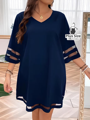 Vestido Sofisticado Com Detalhes Transparentes Plus Size