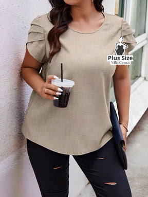 Blusa Texturizada Com Mangas Franzidas Plus Size